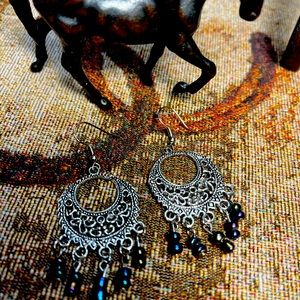 Super cute, handmade, silver filigree, dangle, beaded, multi-color, earrings!!!